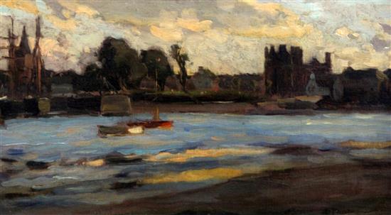 Bertram Walter Priestman (1868-1951) View along the Thames, 8.5 x 15.5in.